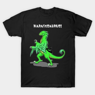 Karatesaurus - green for dark backgrounds T-Shirt